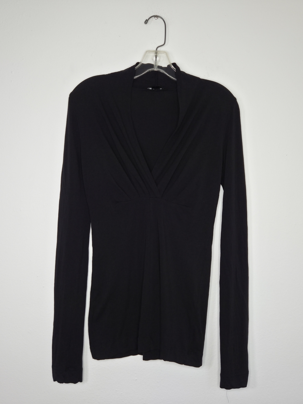 Theory Black Long Sleeve V-Neck Top